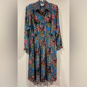 Stunning Vintage 1990’s Dress Leslie Fay Floral Blue Maxi Dress Size 14